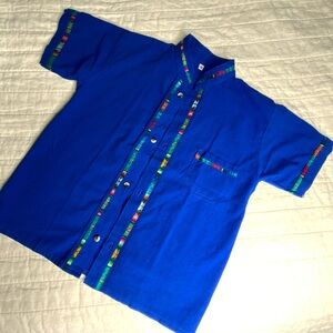 Boy's Mexican Embroidered Guayabera size 10 blue